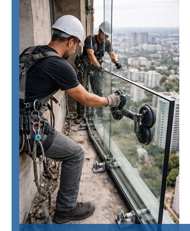 Монтаж стеклянных ограждений под ключ с гарантией в Волгограде