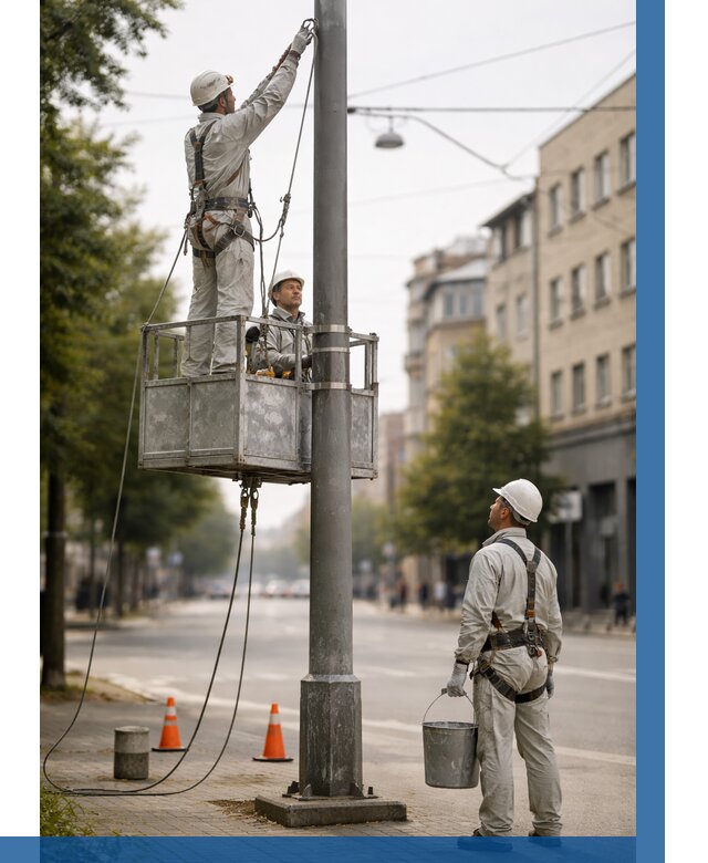 Покраска опор освещения в Волгограде от 5196 р. | ВЫСОТНИК-Влг