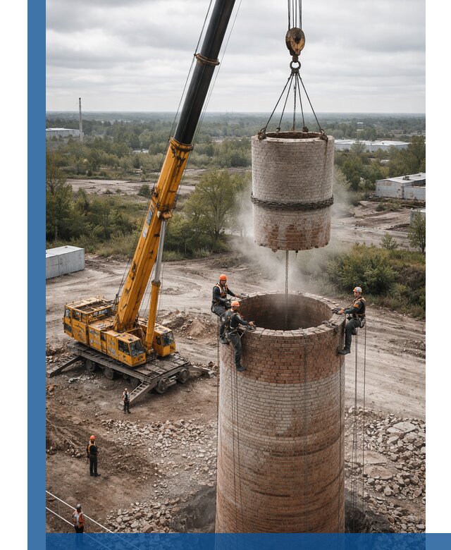 Демонтаж дымовой трубы в Волгограде с гарантиями безопасности