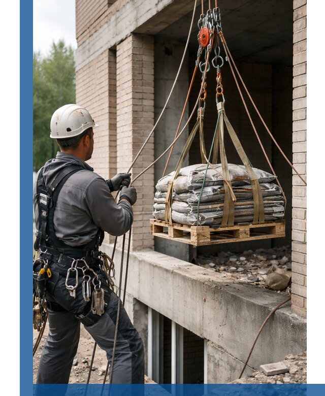 Подъем материалов на этаж веревками в Волгограде оперативно