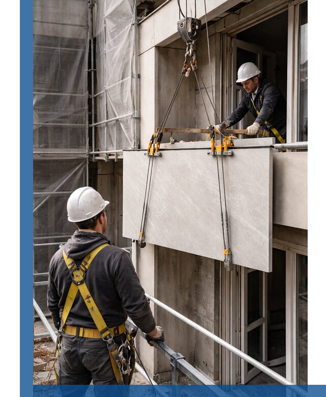 Подъем керамогранита на этаж в Волгограде грузчиками и техникой