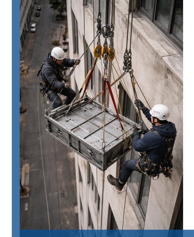 Спуск и подъем грузов по фасаду в Волгограде для зданий