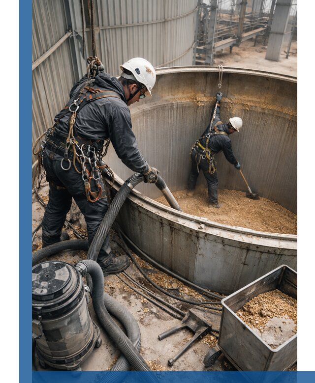 Профессиональная чистка зерновых бункеров в Волгограде с выездом