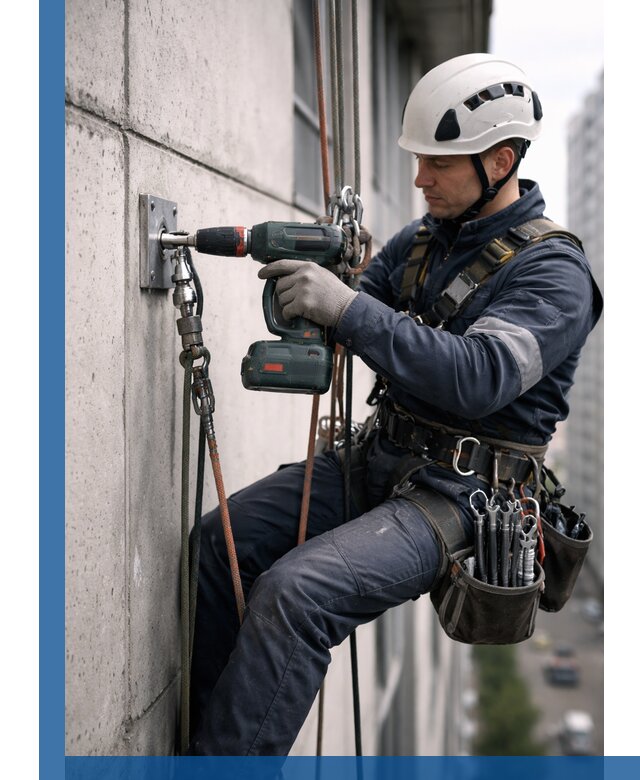 Установка анкерных точек для высотных работ в Волгограде